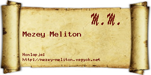 Mezey Meliton névjegykártya